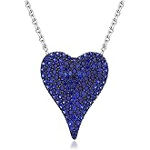 CAIDIKA 14K Gold Plated /925 Sterling Silver 18 Inch Pave Round Disc/Heart Pendant Necklace for Women Cubic Zirconia/Created Citrine/Ruby/Sapphire Fashion Jewelry