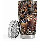 SANDJEST Deer Tumbler 20oz Stainless Steel Insulated Tumblers Coffee Travel Mug Cup Gifts for Men Gift for Birthday Christmas