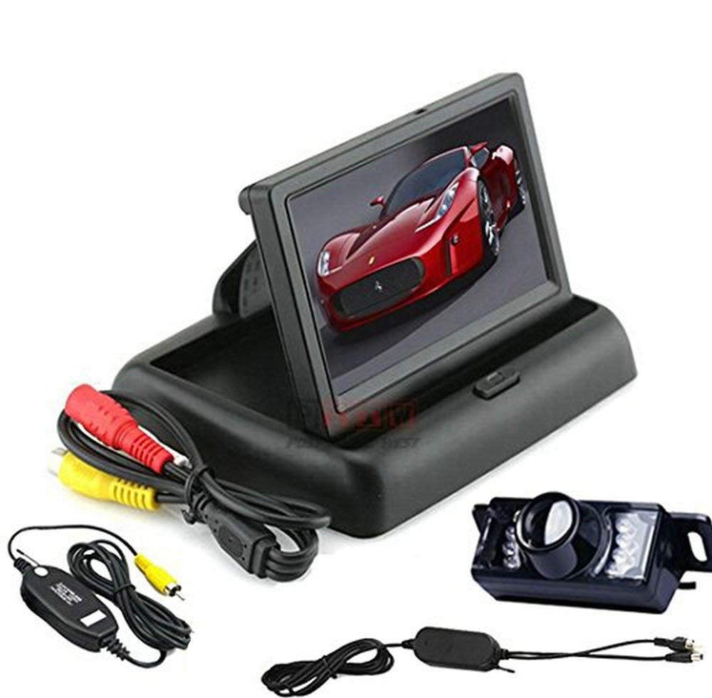 BW 4.3" TFT LCD Foldable Car Dashboard Rear View Car Monitor+ Wireless Waterproof Backup Camera