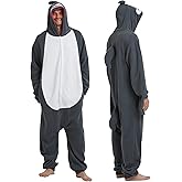 Dodheah Shark Onesie Adult Halloween Costume Animal Cosplay Pajamas Men and Women's Cartoon Jumpsuit Homewear