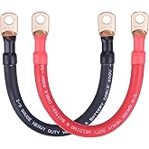 iGreely 2/0 AWG Battery Cable,2/0 Gauge Copper Welding Battery Wires with 3/8'' Lugs,Heavy Duty Cable for Solar Inverter Automotive RV Marine,Replacement Parts &amp; Accessories (Red + Black 1FT Pair)