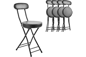 H HOMEWINS Cushioned Padded Folding Stool,4PCS 18.7-Inch Counter Height Bar Stool,Portable Folding Stool with Handle for Fishing Hiking Gardening Travel BBQ