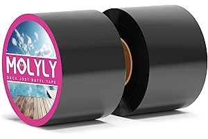 MOLYLY 2Pack Butyl Joist Tape - 4 Inch Deck Joist Tape for Decking, Waterproof Butyl Tape for Decks, Weather Resistance Self-Adhesive Joist Tape for Decking - Ideal for Joists, Decks, Beams