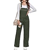 HOTIAN Womens Corduroy Overalls Plus Sizes Winter Fall Loose Sleeveless Adjustable Strap Jumpsuits with Pockets