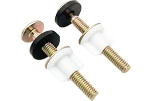 BOETOADG 2Pcs Universal Toilet Seat Bolt and Screw Set, Heavy Duty Toilet Seat Hinge Bolts with White Plastic Nuts, Metal and Rubber Washers, Replacement Parts for Top Mount Toilet Seat Hinge