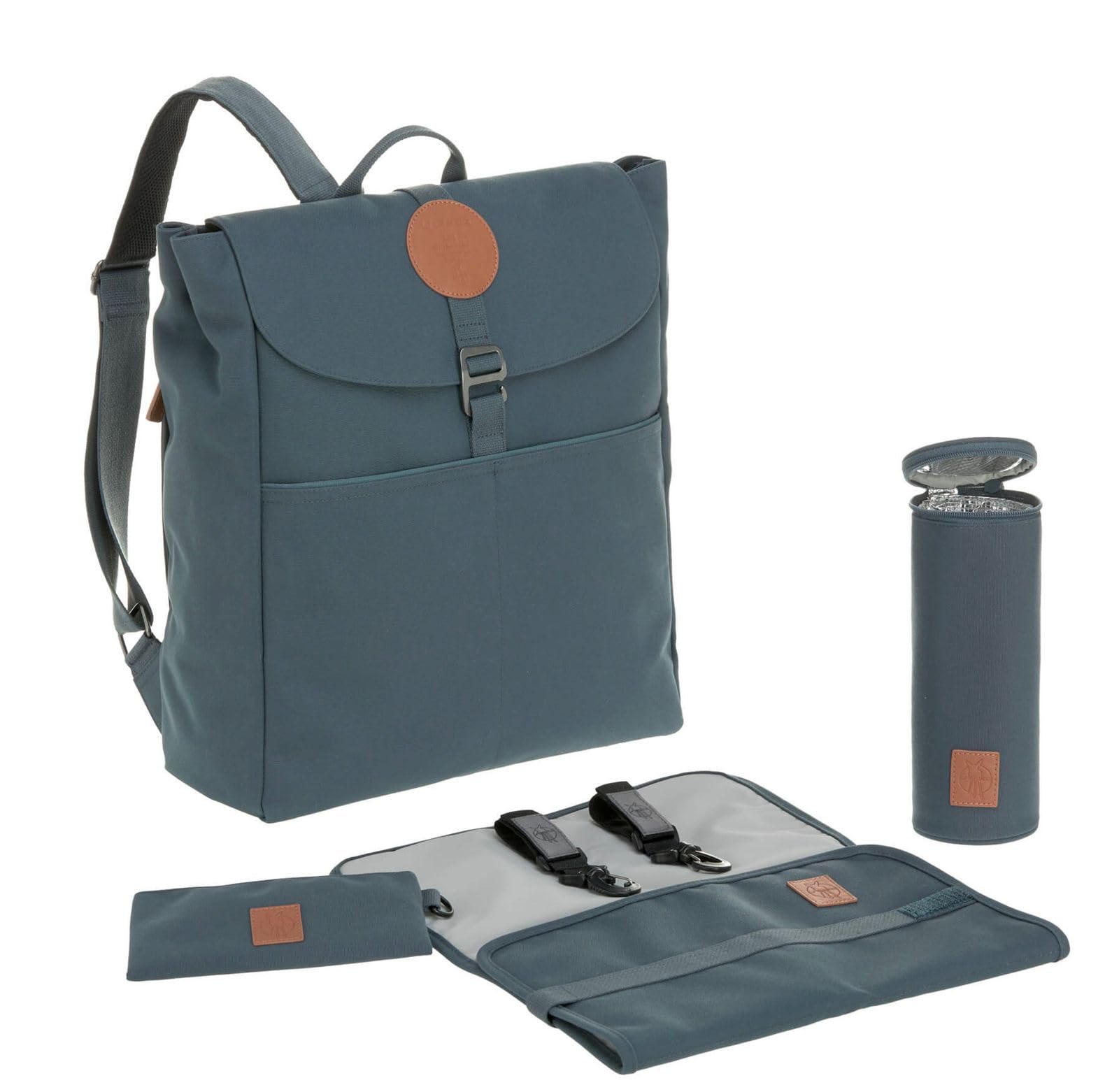 Lässig Baby Nappy Changing Backpack Diaper Bag with Accessories/Green Label Backpack Adventure, Petrol Blue