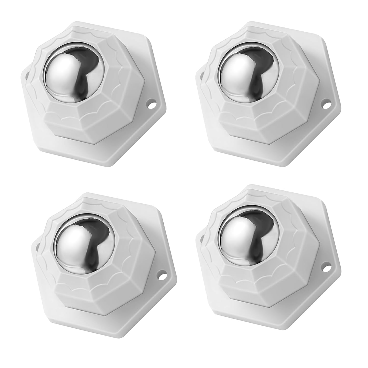 Photo 1 of 4 Pack Self Adhesive Caster Wheels, Swivel Wheels for Furniture, Load Capacity 30 LBS Per Caster Wheels 1 Inch, Low Profile Paste Universal for Storage Box, Small Appliance Storage Bins (White, 4)