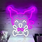 PILOYINDE Japanese Anime Neon Sign - Cute LED Light - Kuromi Heart - Purple - Wall Light - Bedroom & Game Room Decor - Gifts for Boys & Girls