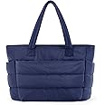 BAGSMART Tote Bag for Women, Lightweight Puffy Tote Bag with Compartments, Quilted Shoulder Bag Handbag for Travel, Work