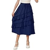 GORLYA Girls Boho Asymmetrical Tiered Ruffle Hem Long Swing Casual Fancy Maxi Skirts 6-16Years