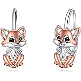 LUHE Sterling Silver Axolotl Dragonfly Penguin Fox Earrings for Women Cute Animal Hoop Earrings Jewelry Gift for Her