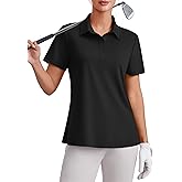 PINSPARK Womens 4 Buttons Golf Polo Shirts UPF 50+ Quick Dry Athletic Tennis Tops Collared Pickleball T Shirt