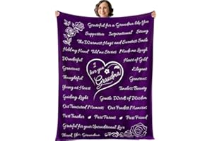 BUTTERTREE Mothers Day Gifts for Grandma, Gifts for Grandma Blanket, Grandma Gifts from Grandkids, Best Grandma Gifts, Grandma Birthday Gifts from Grandchildren, Throw Blanket 65”x50” (Purple)