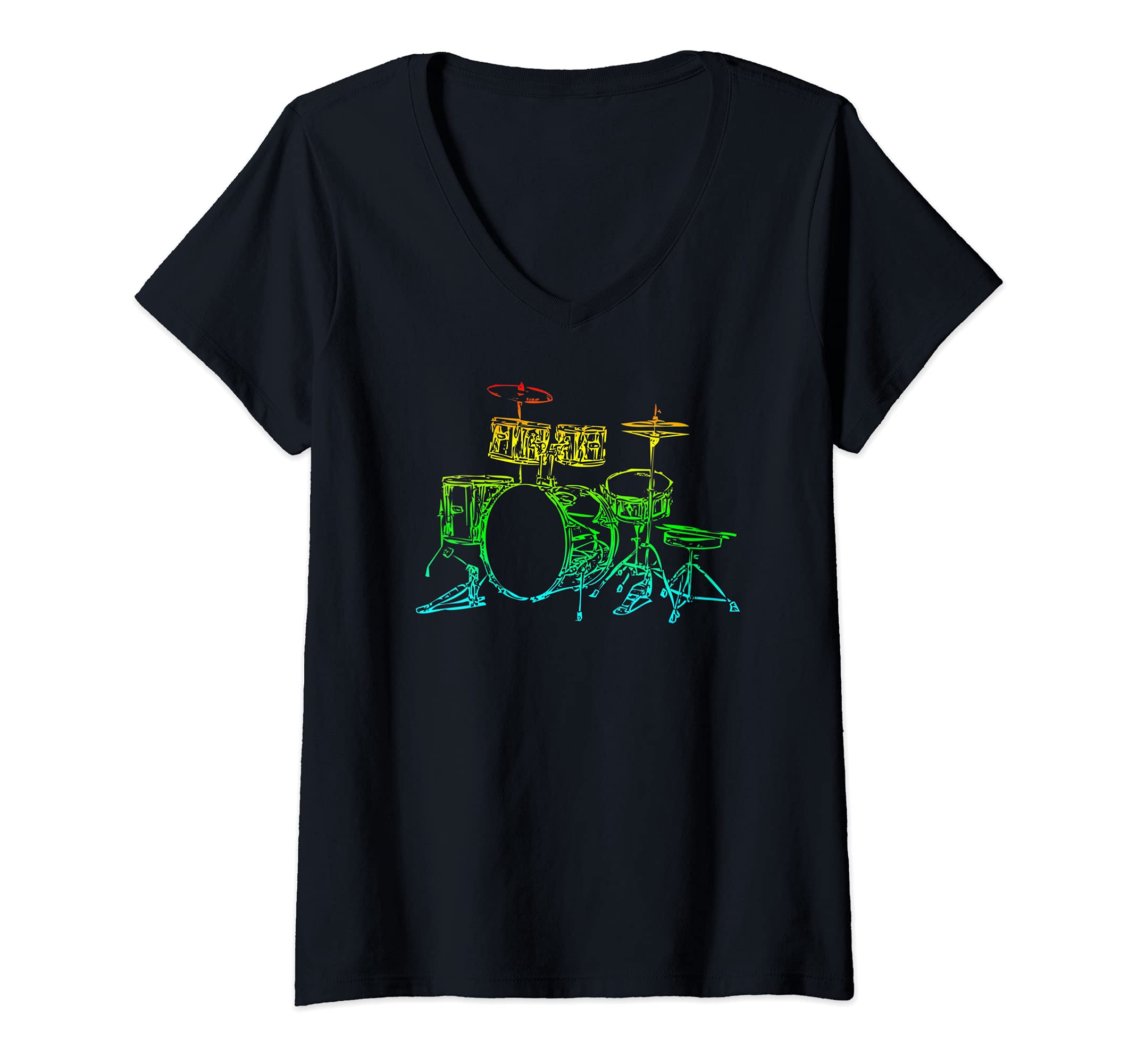 Womens Drum Drummer Music Musical Instrument Musician Percussion V-Neck T-Shirt