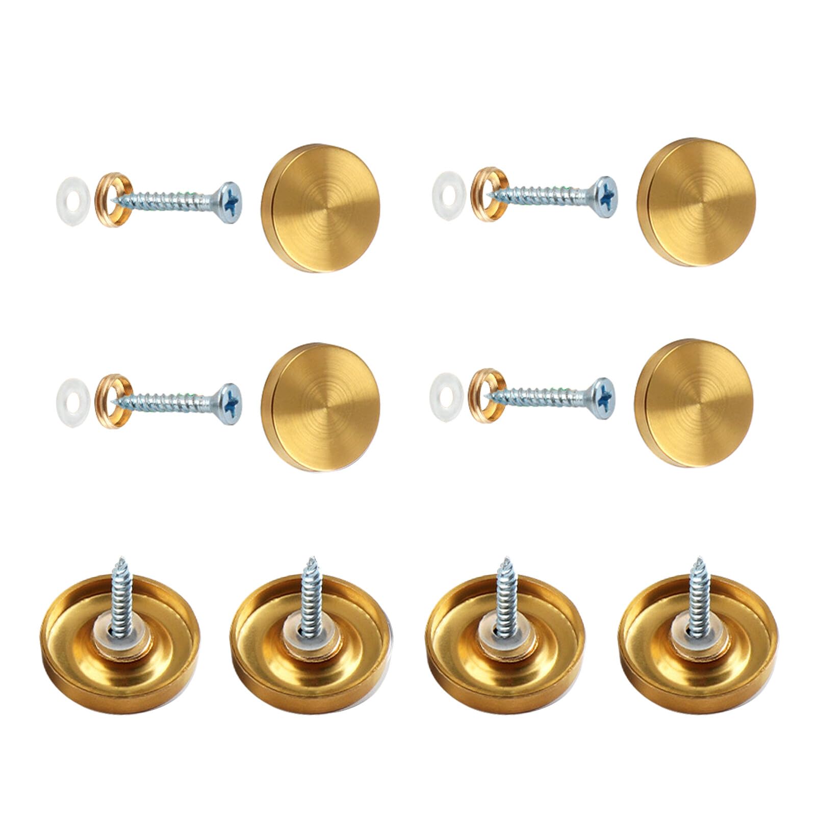 Vokenforu 8 Mirror Screw Caps, 25mm Gold, Stainless Steel, 80 Pieces — image 1