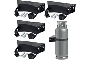 Zhichen star 4PCS Propane Tank Holder, Gas Cylinder Holder, Propane Tank Mount， ABS Gas Cylinder Holder with Screws and Safety Chain Supported 4"-12" , for mounting Various Gas cylinders 4(Black)