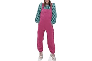 Tongmingyun Women's Cute Fleece Overalls Winter Warm Casual Jumpsuits with Zipper Pockets
