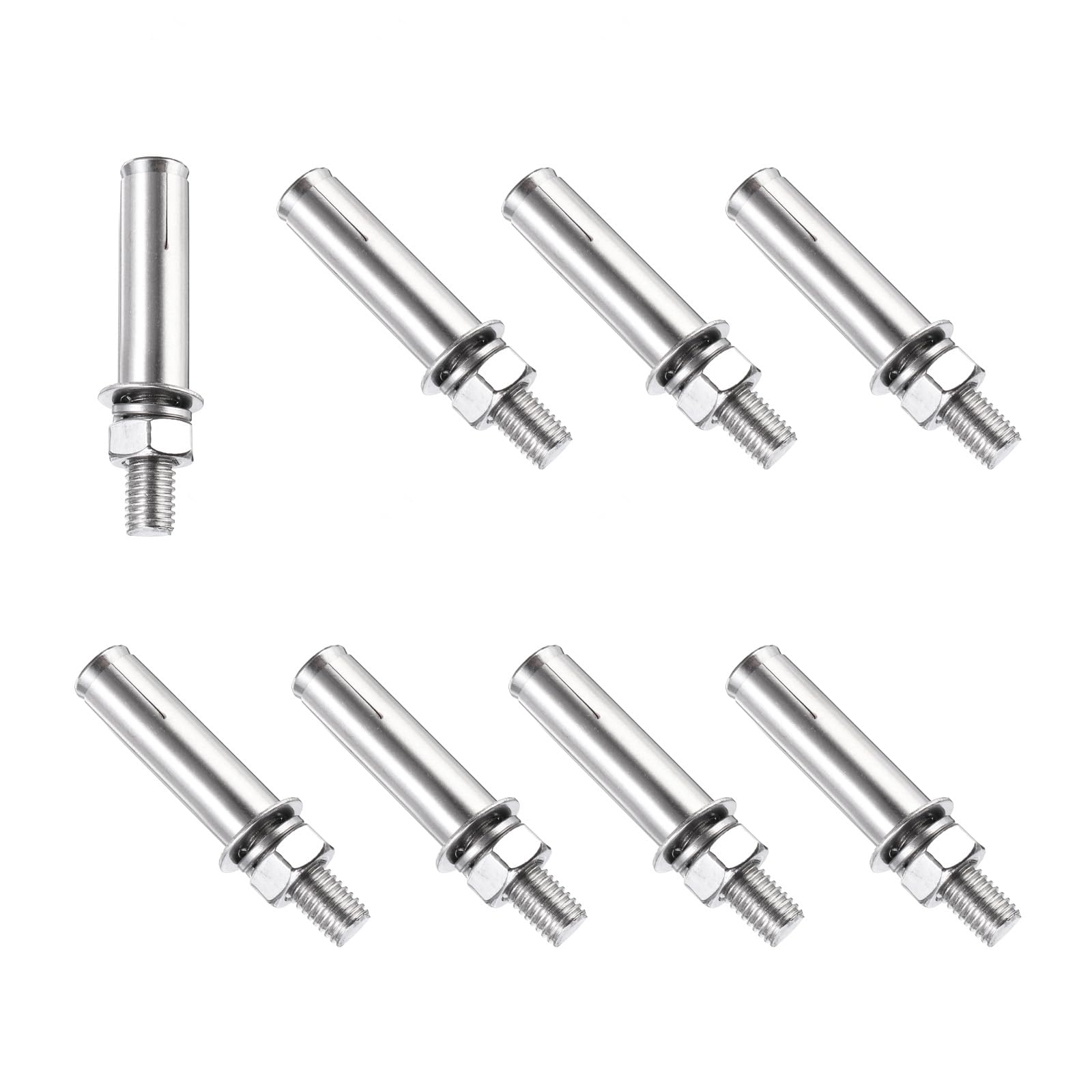 PATIKIL M10 x 70mm Expansion Bolts, 8Pcs 304 Stainless Steel Expansion Screw Bolts Sleeve Anchoring Fastener for Wall Concrete Brick Wall Drywall Air Conditioner, Silver