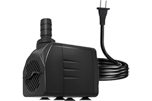 Knifel Submersible Pump 210GPH (800 L/H 15W) Ultra Quiet with Dry Burning Protection 5.2ft High Lift for Fountains, Hydroponics, Ponds, Aquariums & More…