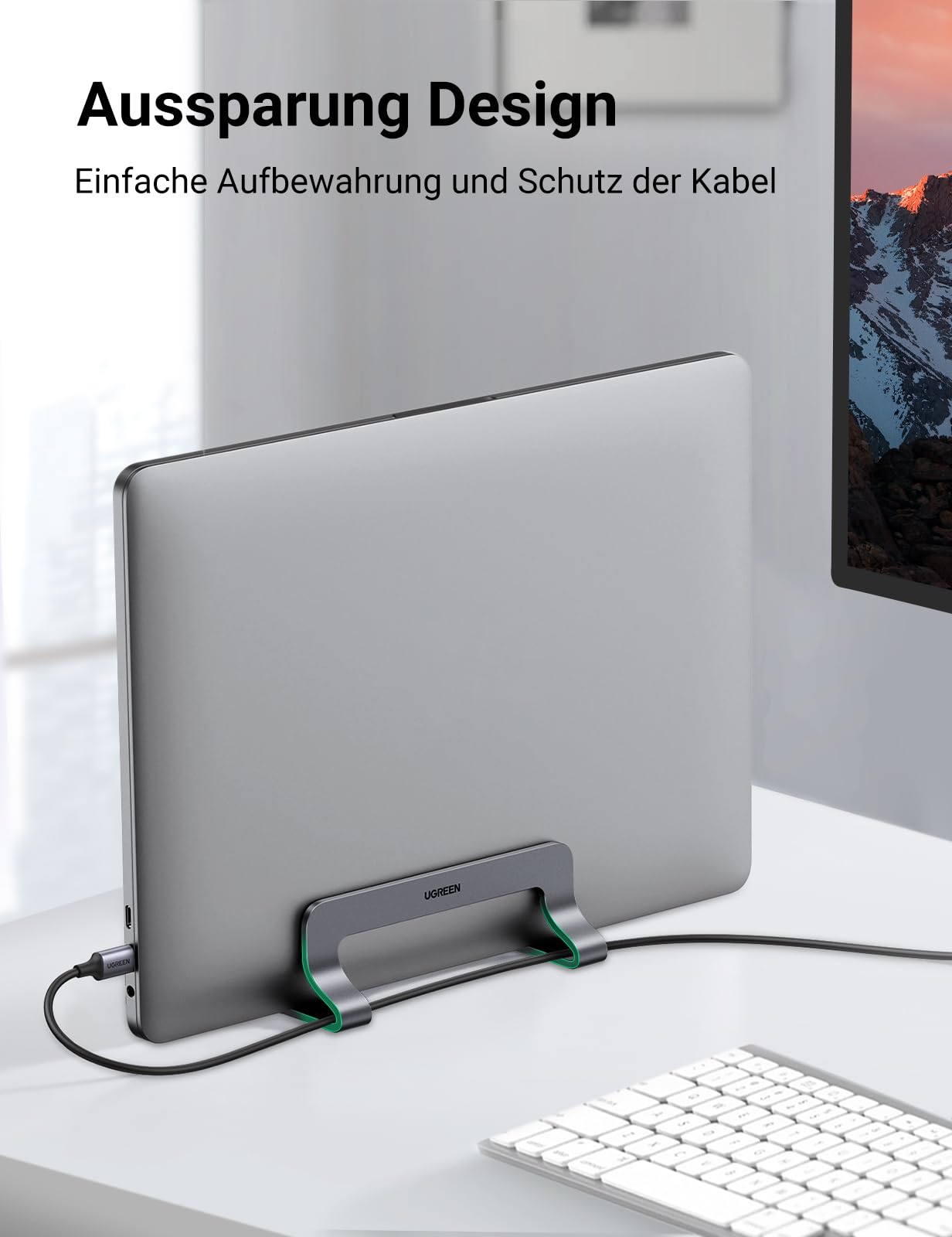 UGREEN Laptop Ständer Vertikaler Aluminium Vertikal Stand Laptopständer Platzsparender Laptop Halter mit thermischer Basis für Laptops,MacBook Air,Pro,Samsung, iPad,Tablets 8