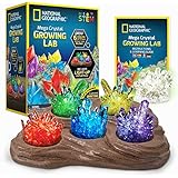 NATIONAL GEOGRAPHIC Mega Crystal Growing Lab â€“ Grow 6 Vibrant Crystals, Crystals Grow Fast in 3-4 Days, Includes Light-Up Display Stand, Full-Color Learning Guide, and 4 Genuine Crystal Specimens