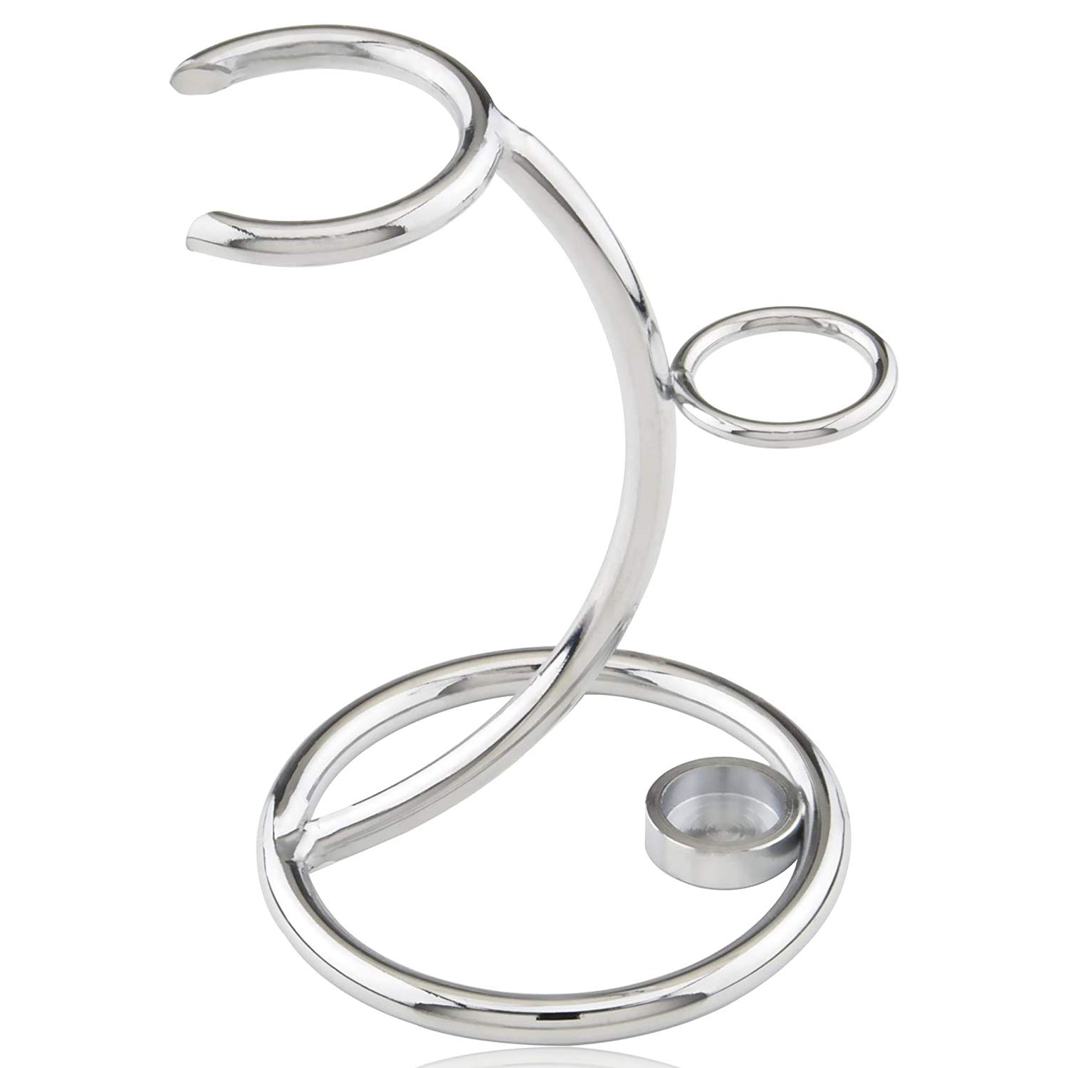 Heavy Chrome Shaving Razor and Brush Stand - Safety Razor Storage Holder in Stainless Steel (Silver)