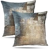 Alricc Grey and Beige Abstract Art Contemporary Pillow Cover, Modern Neutral Decorative Throw Pillows Cushion Cover for Bedroom Sofa Living Room 24 x 24 Inch Set of 2