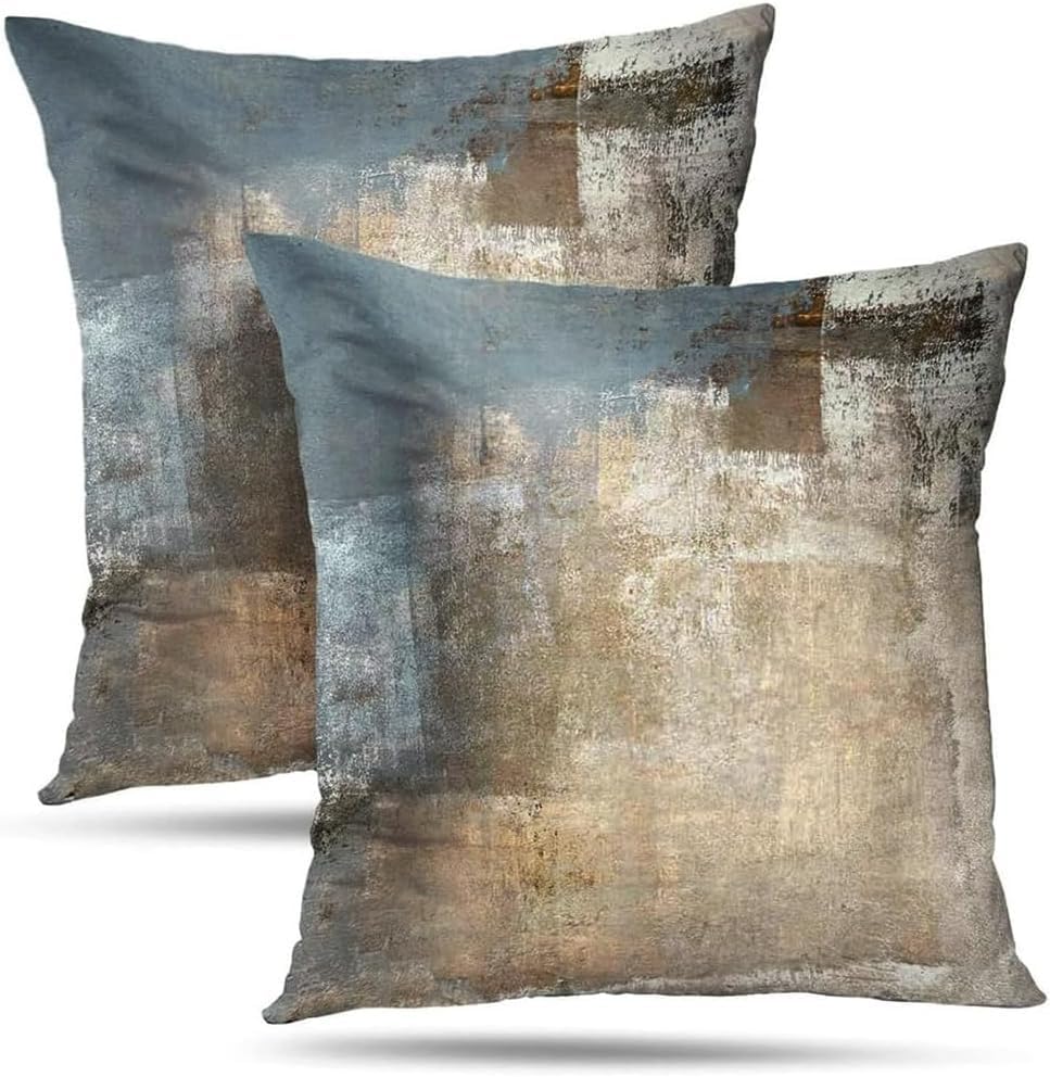 Photo 1 of Alricc 18x18 Throw Pillow Covers Pack of 2 - Decorative Reversible Pillow & Cushion Covers for Couch, Bed, Sofa & Living Room Decor - Grey Beige