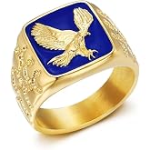 MIVEIVIA Eagle Ring for men Vulture rings Stainless Steel Vintage Animals Iced Out Jewelry Punk Ring Club Heavy Metal
