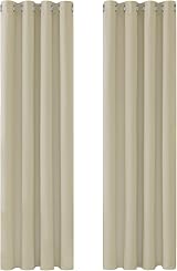 Deconovo Eyelet Curtains 52x72 Beige Thermal Room Darkening Pair view 3