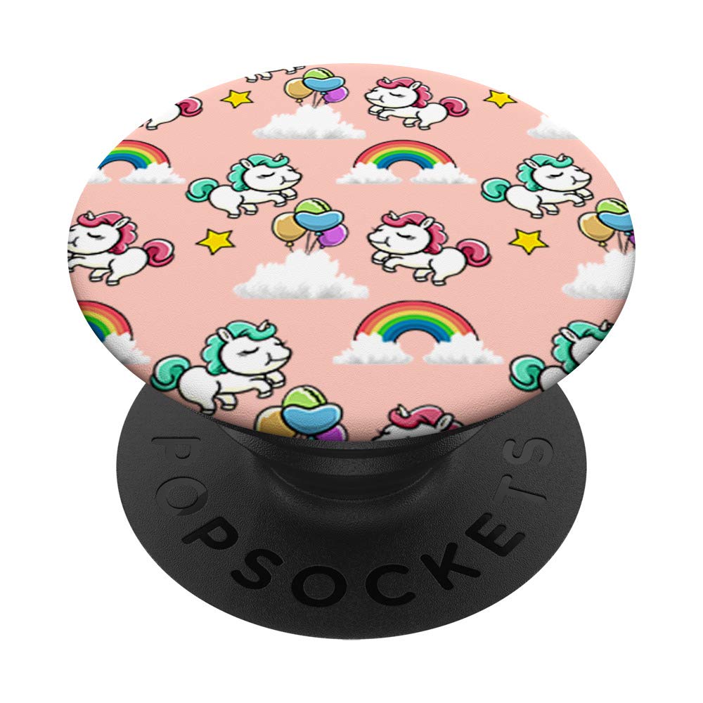 Unicorn Balloons Rainbows Cute Mythical Animal Lover Gift PopSockets Grip and Stand for Phones and Tablets