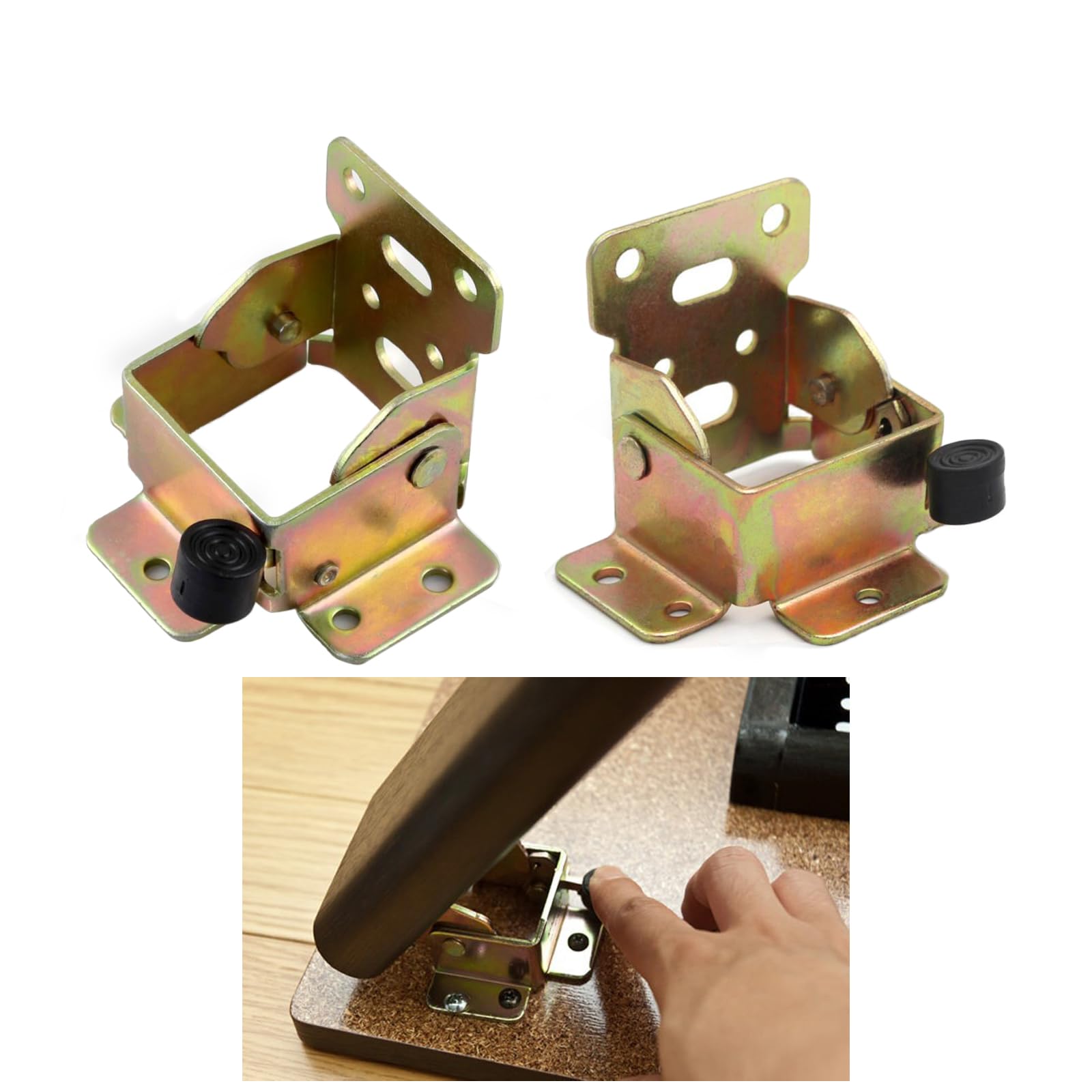 YIDELAI Locking Hinge 1 Pair Multifunctional 90 Degree Automatic Locking Folding Bracket Suitable for Folding Furniture Table and Chair Leg Connection (Bronze Color)