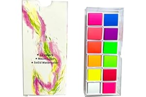12 Colors Watercolor Paints Fluorescent Color Paint Portable Artist Set for Painting on Fabric Stone Wood Paper Nail Art Glit