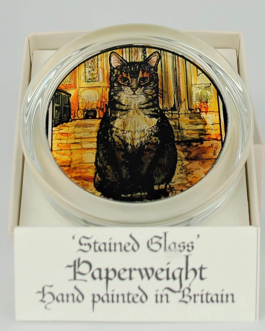 Decorative Hand Painted Stained Glass Paperweight in a Doorkins Magnificat Design