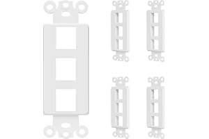 ENERLITES 3-Port Keystone RJ45 Wall Plate Adapter, Multimedia Insert for Decorator Wall Plate, Cat7 Cat6 Cat5 Compatible, for Voice/Data & Audio/Video Multimedia Modules, 6263-W-5PCS, White, 5 pack