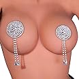 Cusmyre Rhinestone Tassel Nipple Pasties Body Chain Rhinestone Nipple Cover Sticker Crystal Chest Nipple Stickers for Women