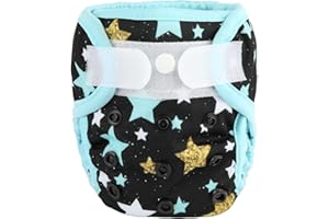 SIGZAGOR Newborn Baby Cloth Diaper Cover Nappy Hook and Loop (Twinkle Stars)
