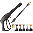 Pressure Washer Spray Gun - for Ryobi Pressure Washer Gun M22-14MM and M22-15MM Hose Connectors - with 1 Tips Holder and 5 Spray Nozzle Tips