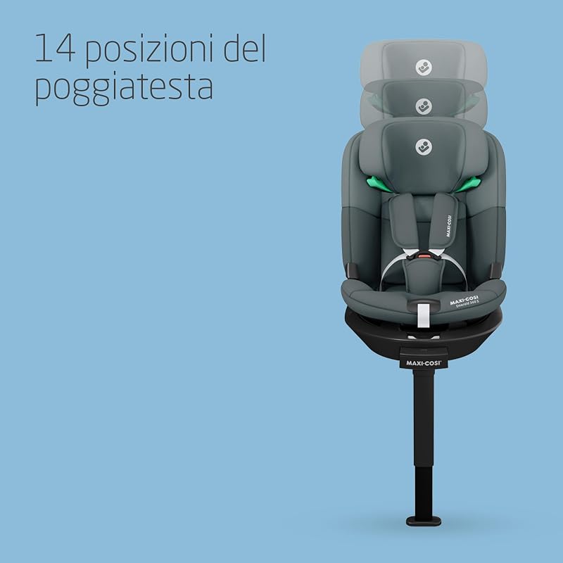 Emerald 360 S i-Size, Seggiolino auto girevole 360, 0-12 anni (40-150 cm), Seggiolino auto neonato, 4 posizioni reclinate, Protezione dagli impatti laterali G-CELL, Tonal Graphite