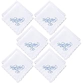 Embroidered Wedding Handkerchiefs Happy Tears Handkerchiefs with Scallop Lace Edges for Wedding Day Bride