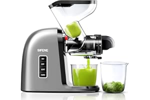 SIFENE Slow Masticating Juicer Machine, 3 Inch Large Chute Cold Press Juice Extractor for Celery Ginger Wheatgrass Fruits and