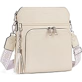 Roulens Crossbody Purse for Women Vegan Leather Medium Crossbody Wallet Bag for Travel Women Shoulder Handbags with Tassel