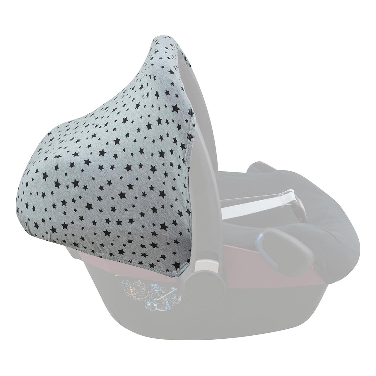 JYOKO Kids Cotton Hood Canopy for carseat Compatible with Maxi COSI Pebble Bebe Comfort (Black Star)