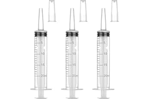BEHERK 10 Pack 20 ml Syringe Without Needle, Syringe with Cap Individually Wrapped, for Liquids, Scientific Labs, Measurement, Dispensing