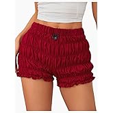 SOLY HUX Women's Ruffle Shorts Y2k Lace Lolita Bloomers Elastic Waist Frill Bottoms Micro Boyshorts