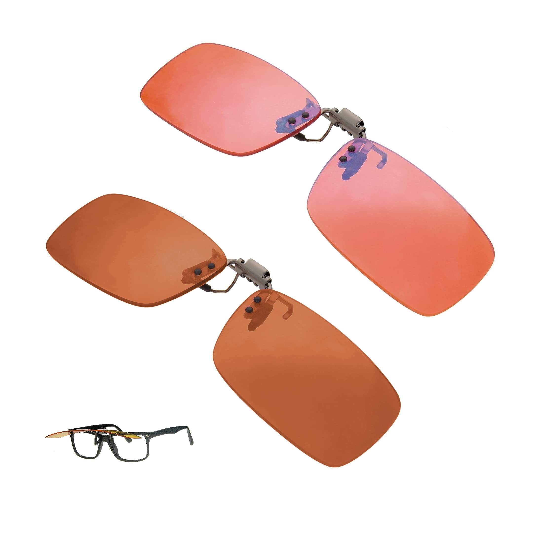 Photo 1 of BRADDELL Indoor FL-41 Rose & Outdoor FL-60 Clip-on Fit-over Blue Blocking Migraine Computer Reading Glasses for Light Sensitivity, Photophobia and Fluorescent LED Lighting