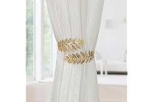 2PCS Wheat Sheaf Curtain Tiebacks, Decorative Curtain Holdbacks for Drapes, Metal Tie Backs for Curtains, No Drill Design, Cu
