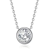 JEYHLOPX Moissanite Pendant Necklace For Women 18 k White Gold 925 Sterling Silver Simplified Design Necklace Birthday Gifts For Women