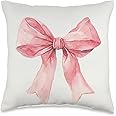 Girly || Bow in Watercolor|| coquette || Aesthetic Pink Bow Throw Pillow