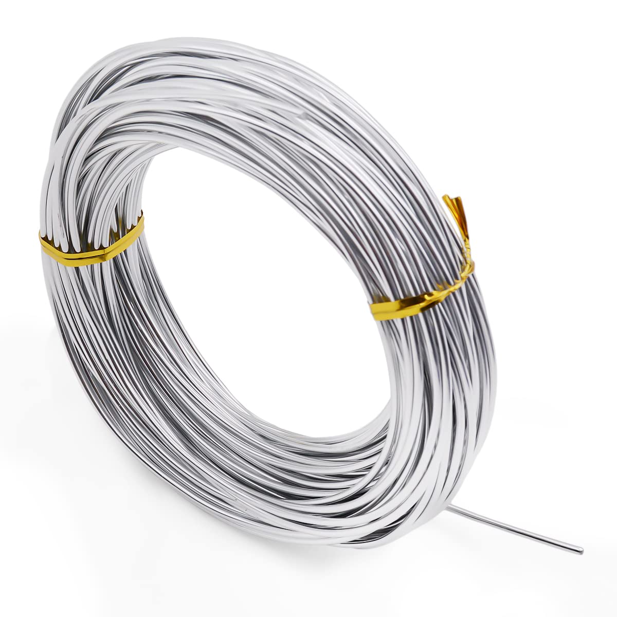 Famgee 65.6 Ft Silver Aluminum Wire Bendable Flexible Metal Craft Wire for DIY Weaving Manual Arts Sculpture, Jewelry Making (2mm Thickness, Silver)